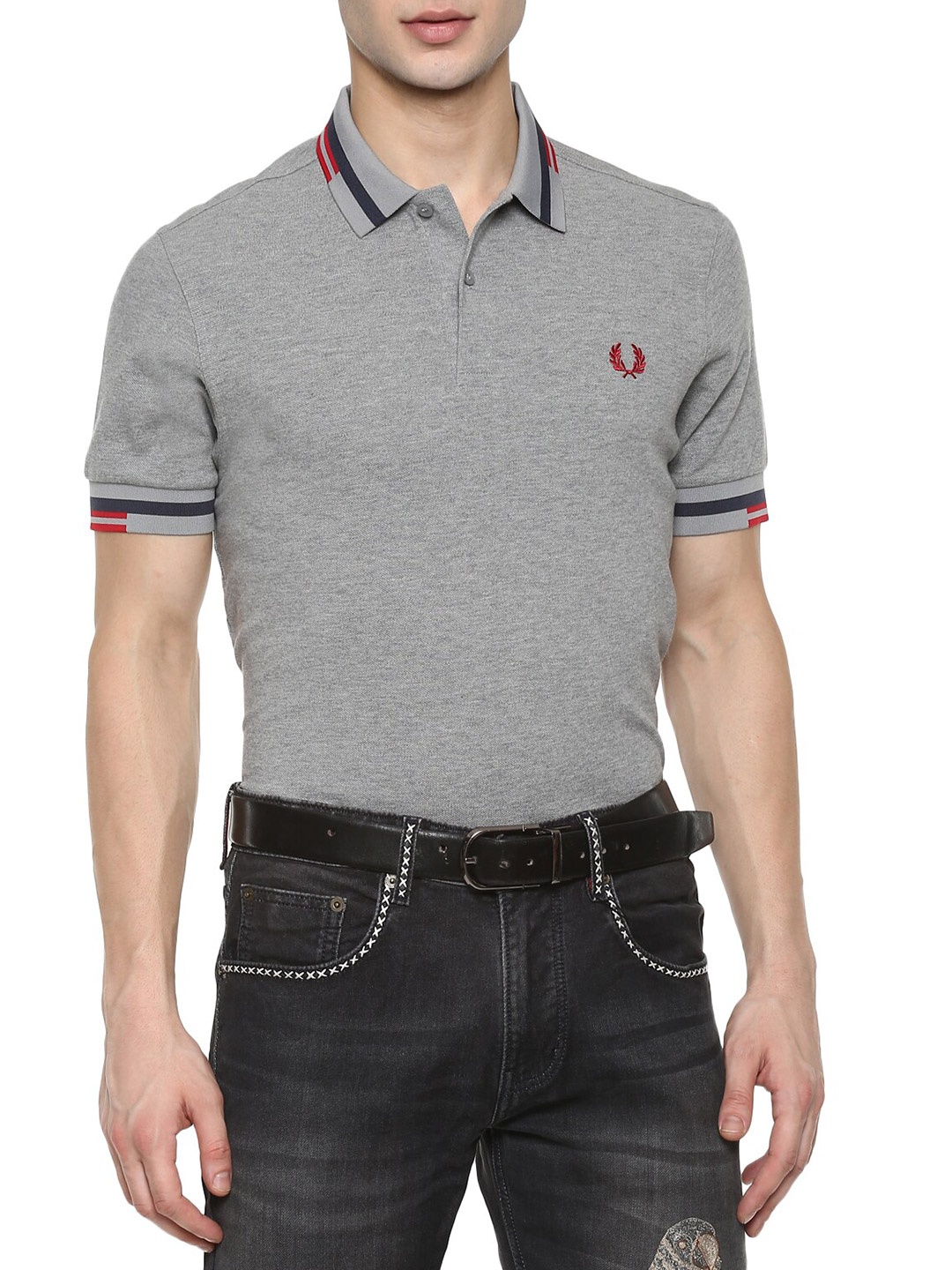 

Fred Perry Men Gunmetal-Toned Polo Collar T-shirt, Metallic