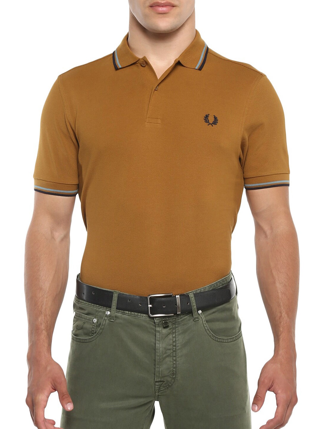 

Fred Perry Men Cream-Coloured Polo Collar T-shirt