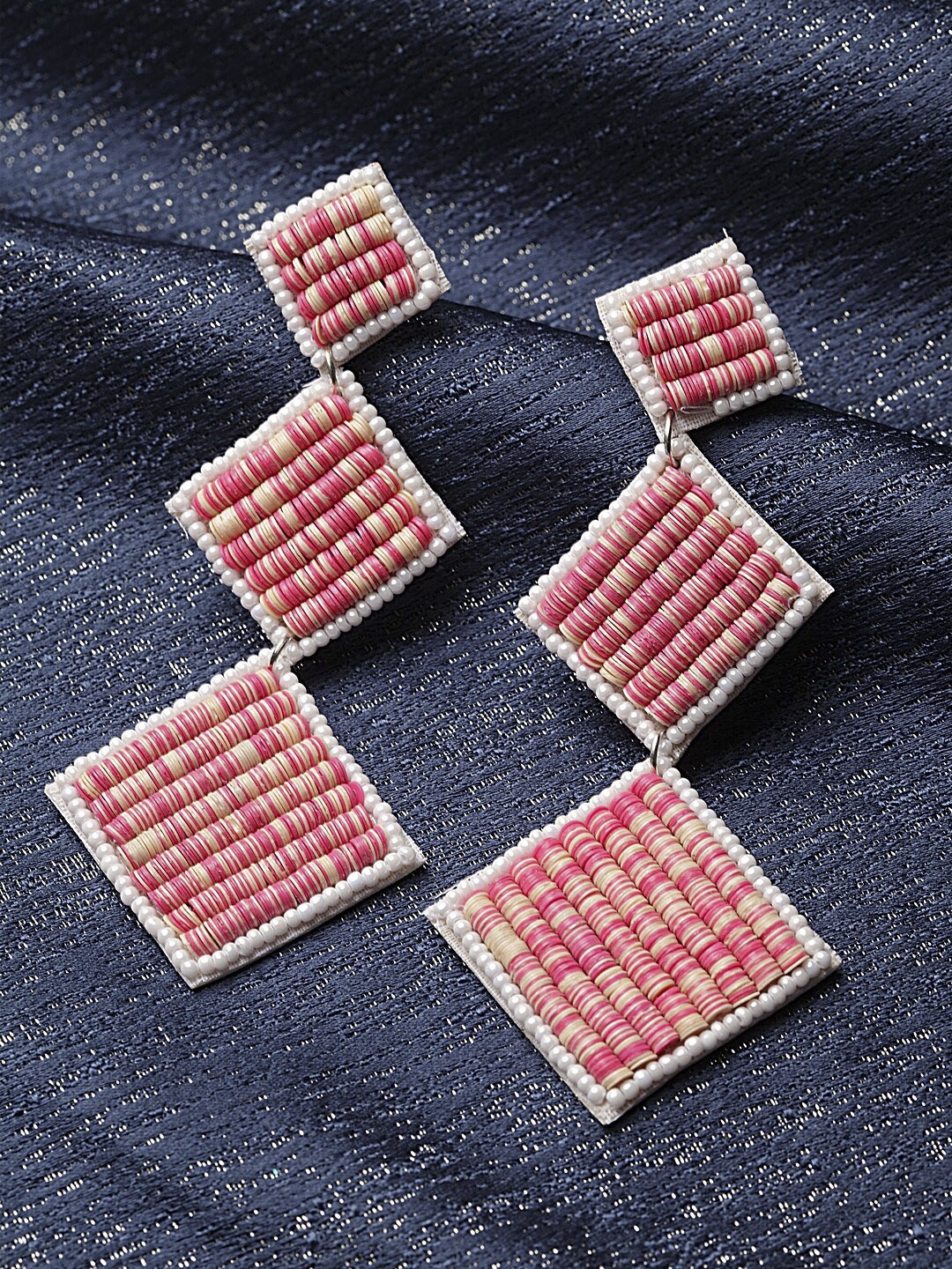 

DIVA WALK EXCLUSIVE Pink & White Geometric Drop Earrings