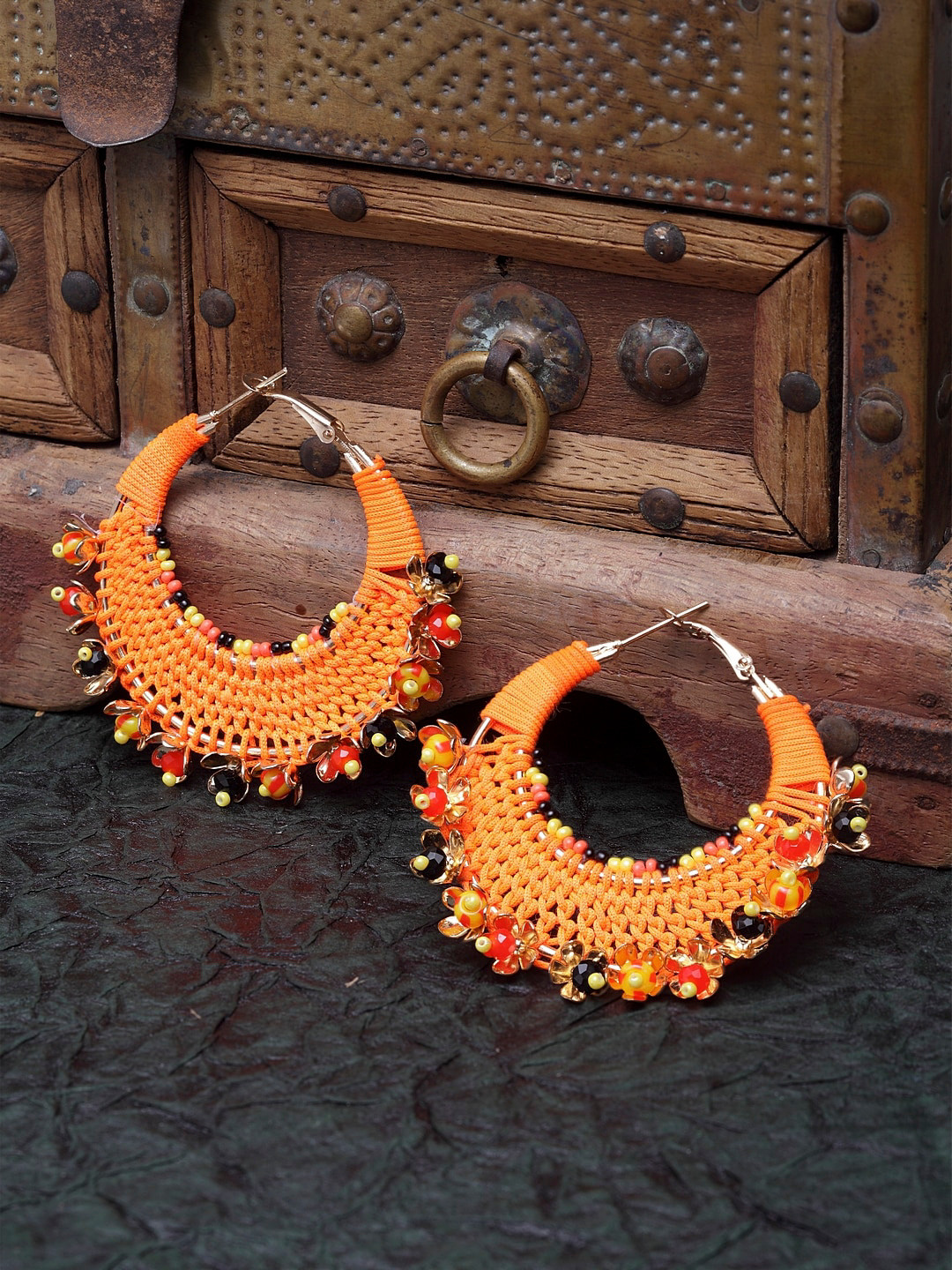 

DIVA WALK EXCLUSIVE Gold-Plated Orange Circular Hoop Earrings