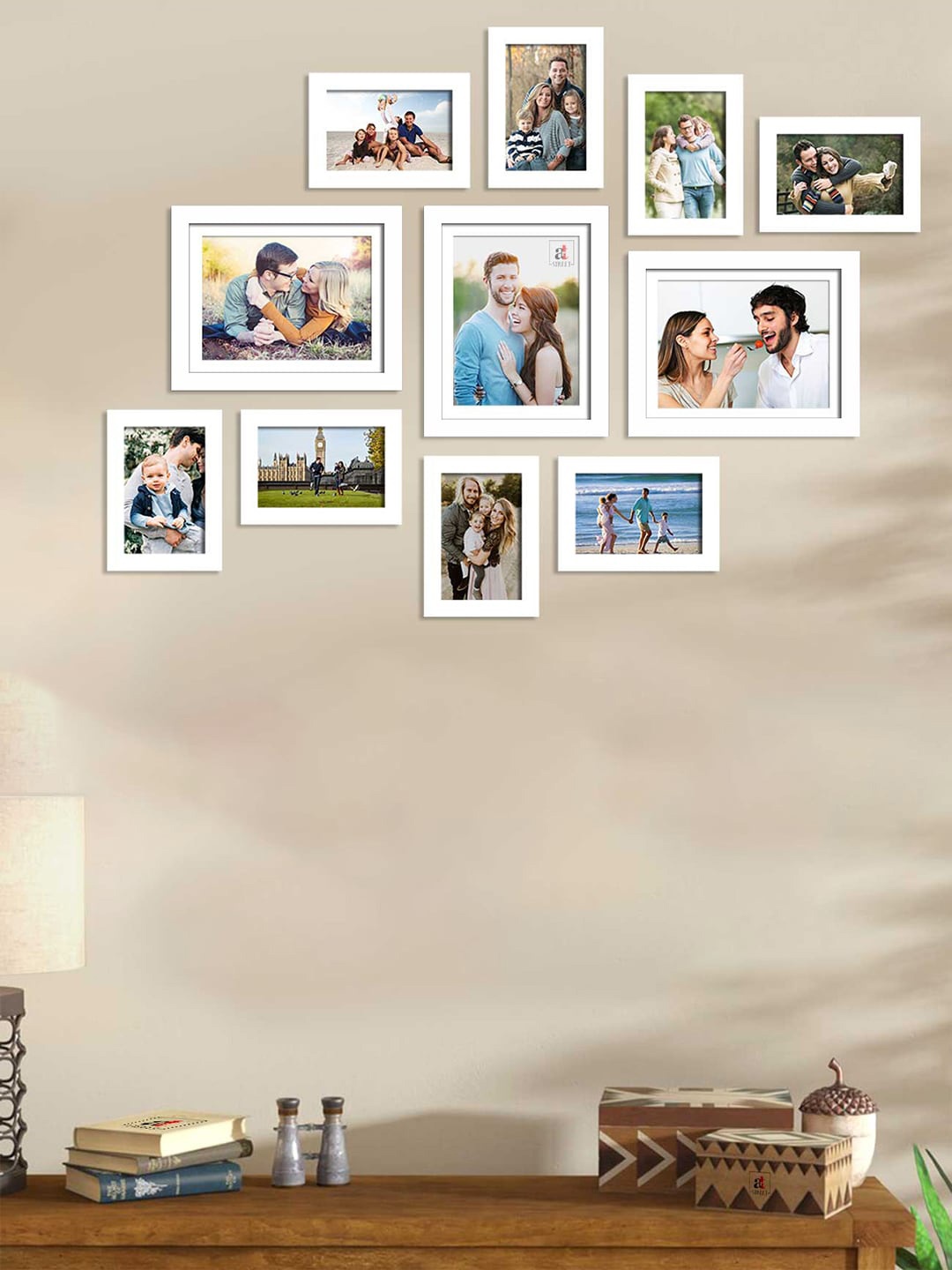 

Art Street Set Of 11 White Solid Wall Photo Frames