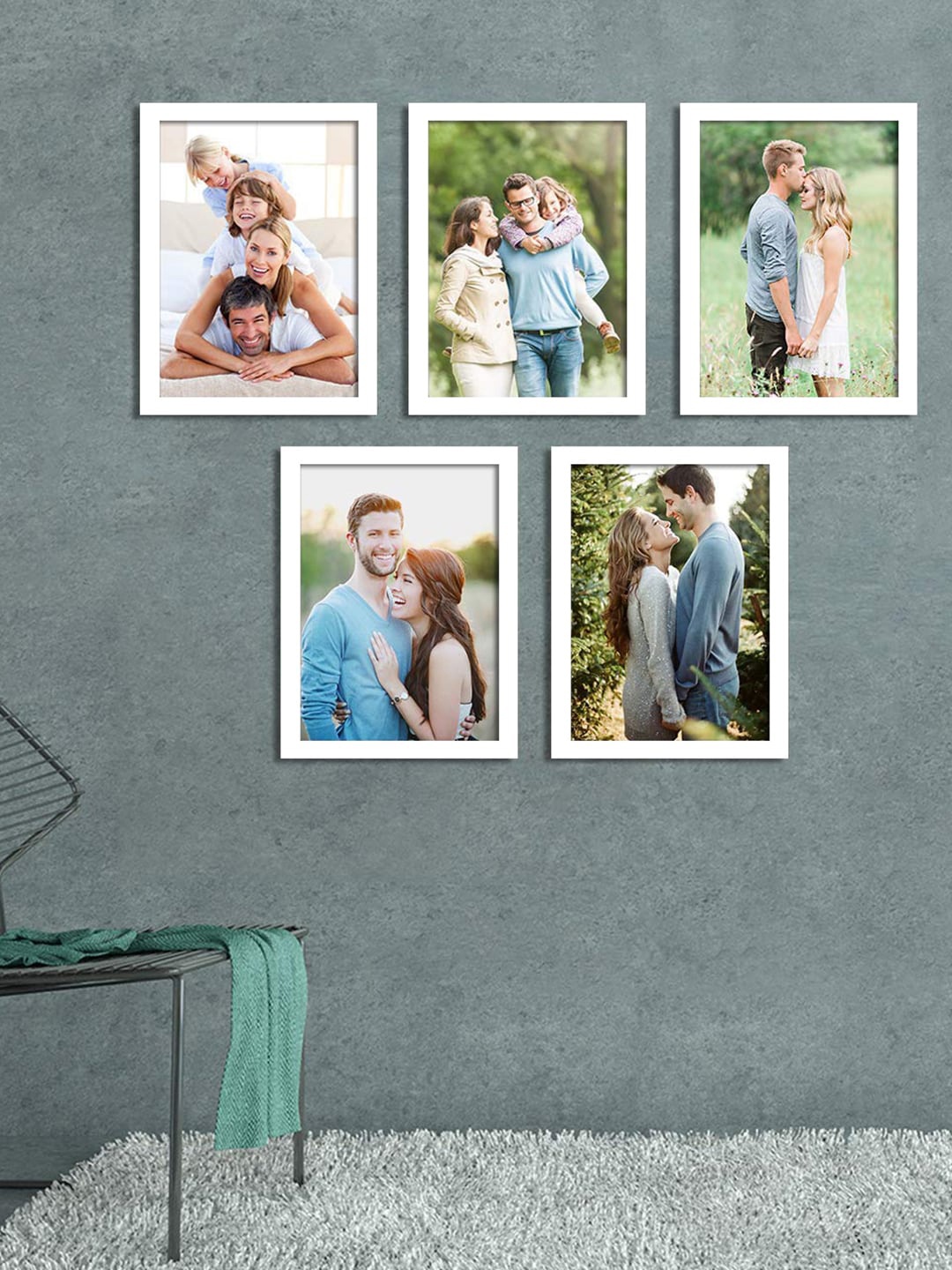 

Art Street Set Of 5 White Solid Individual Wall Photo Frames