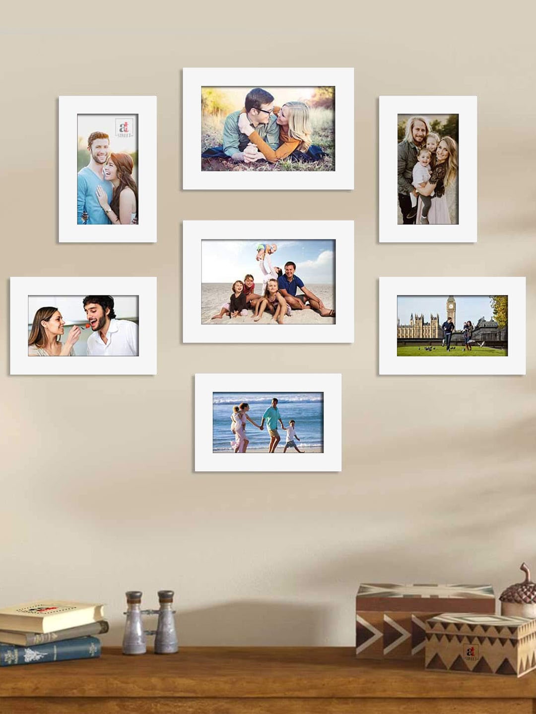

Art Street Set Of 7 White Solid Individual Photo Frames
