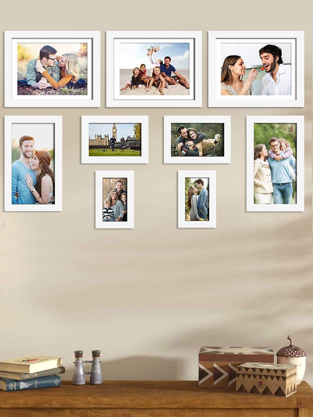 

Art Street Set Of 9 White Solid Wall Photo Frames