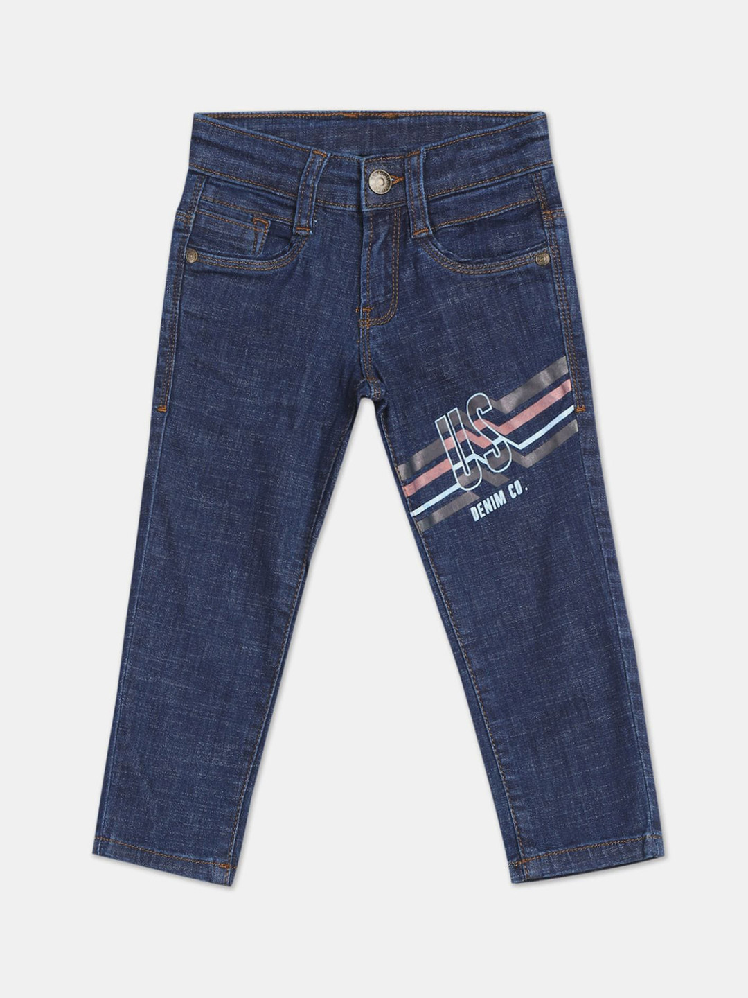 

U.S. Polo Assn. Kids Boys Blue Slim Fit Printed Jeans
