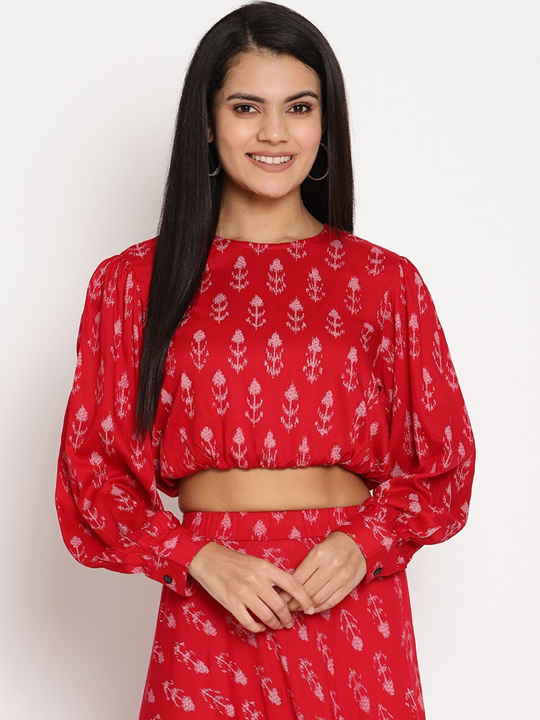 

VANCA ECO Red Floral Print Crop Top