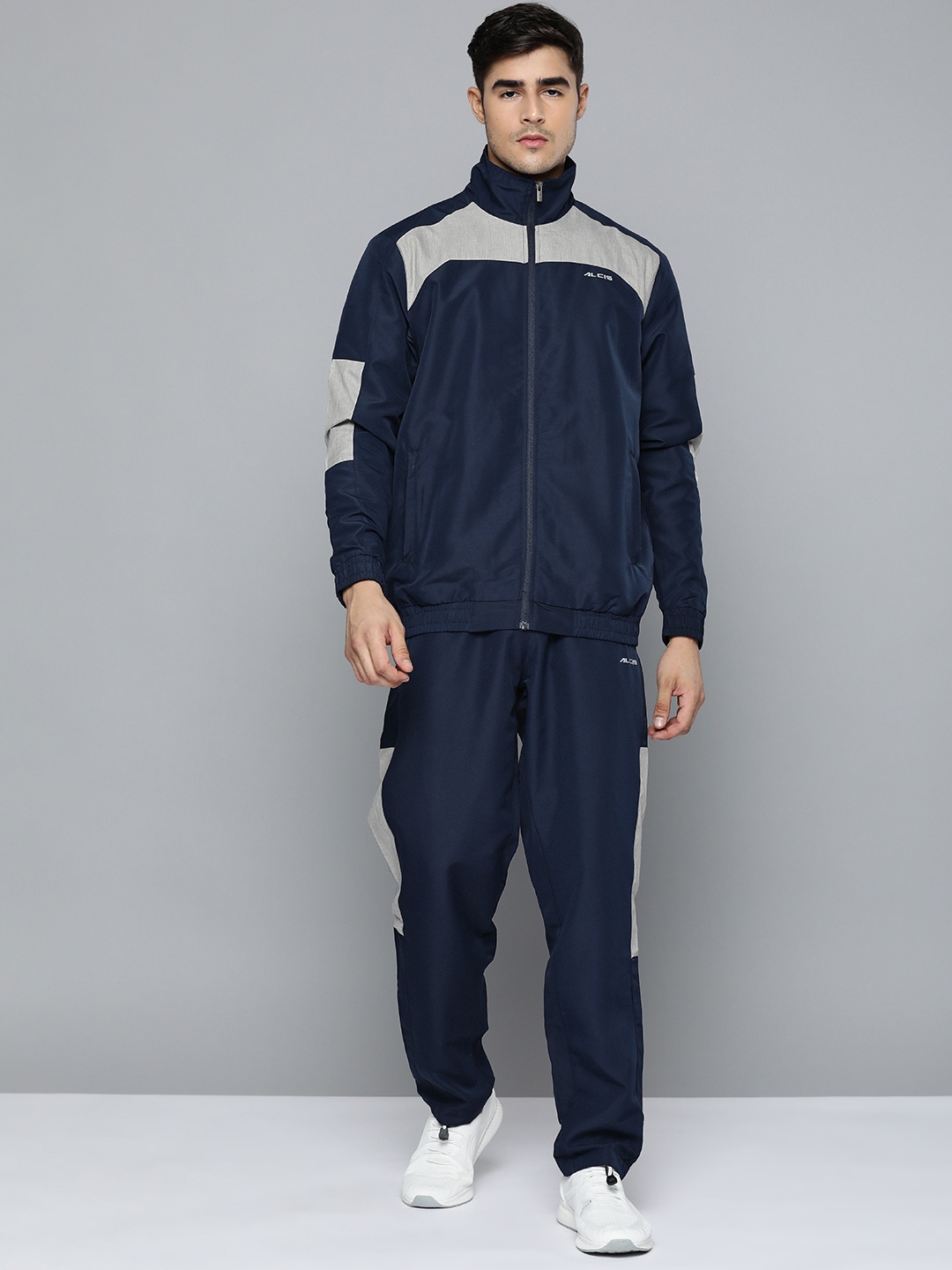 

Alcis Men Navy Blue & Grey Colourblocked Tracksuit