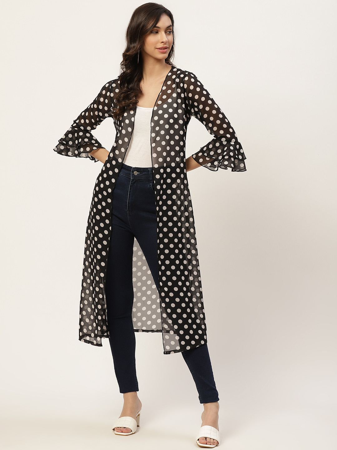 

WISSTLER Women Black Printed Longline Shrug