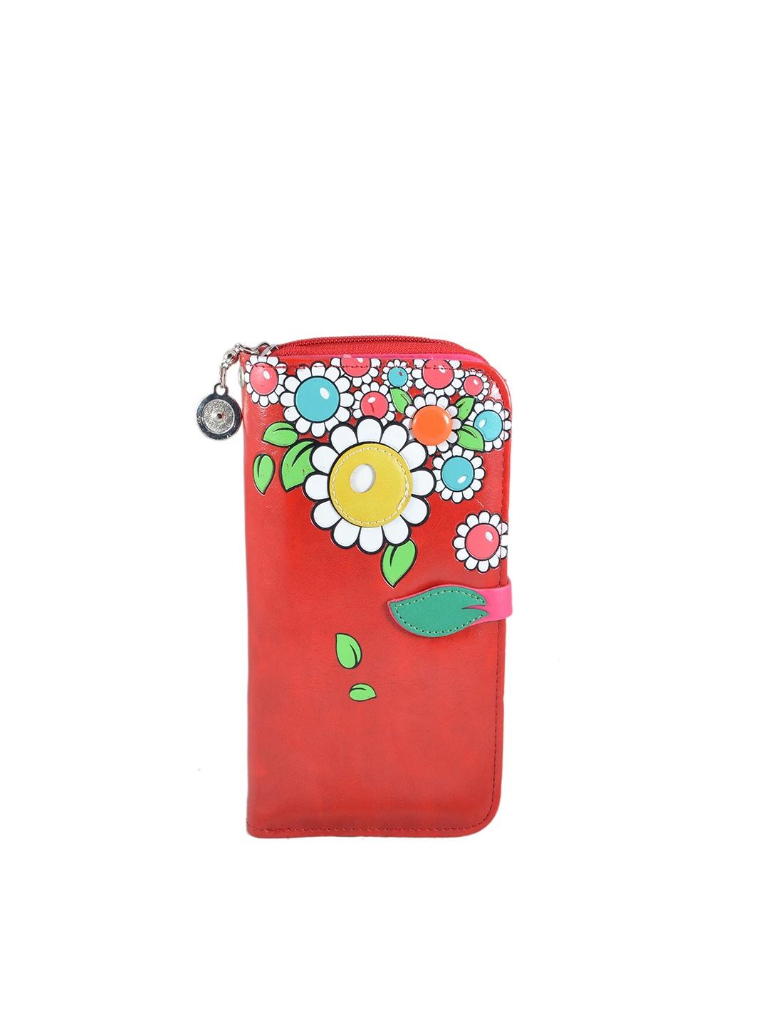

Instabuyz Women Red & Blue Floral Printed PU Zip Around Wallet
