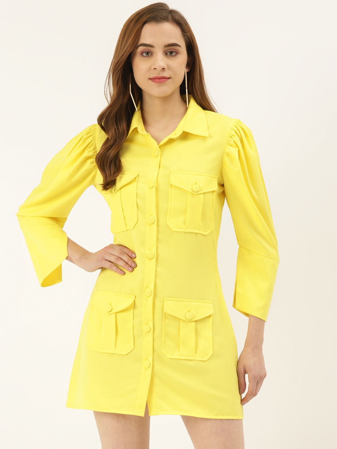 

KHUMAAR Shuchi Bhutani Yellow Formal Shirt Dress