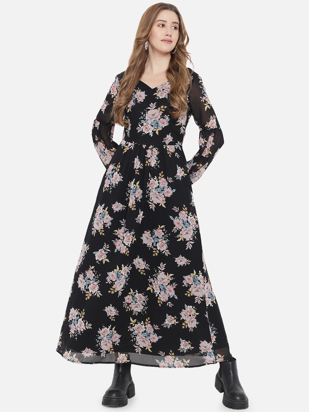 

The Vanca Black Floral Maxi Dress