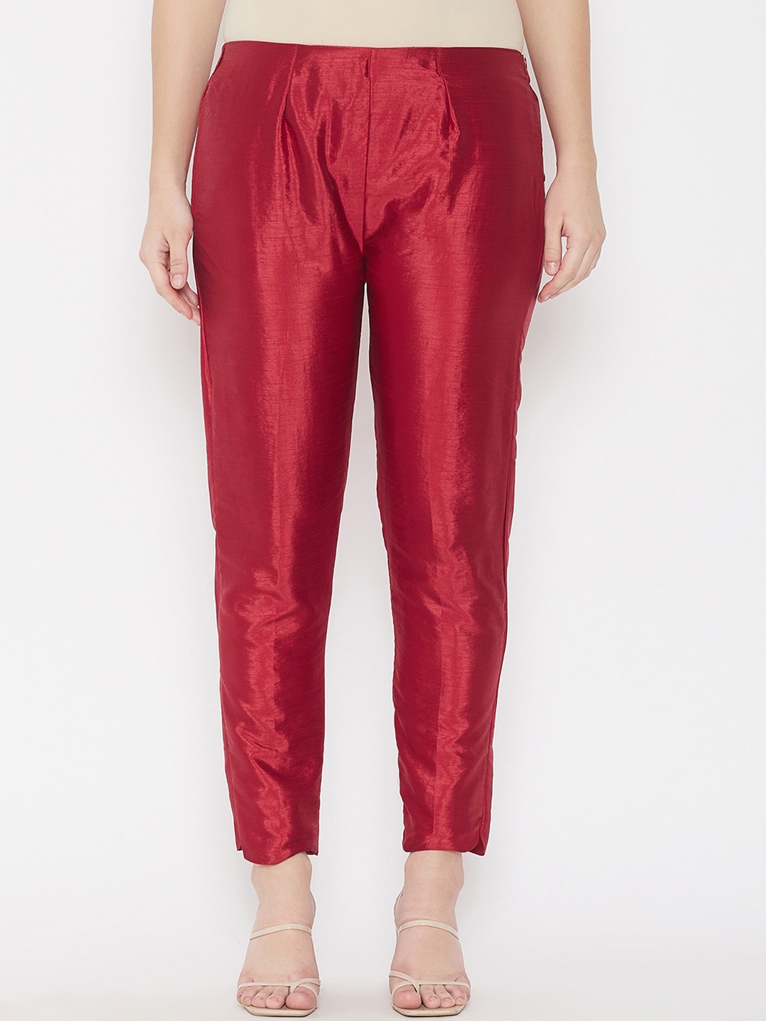 

TULIP 21 Women Maroon Smart Tapered Fit Easy Wash Trousers
