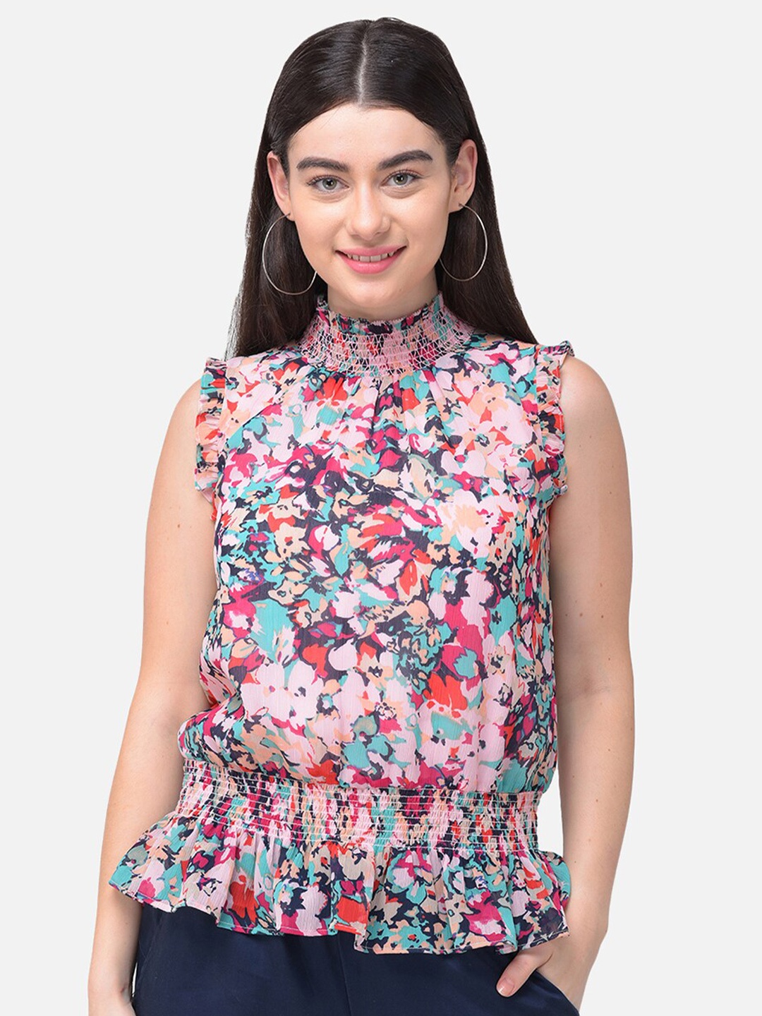 

Woods Multicoloured Print Cinched Waist Top, Multi