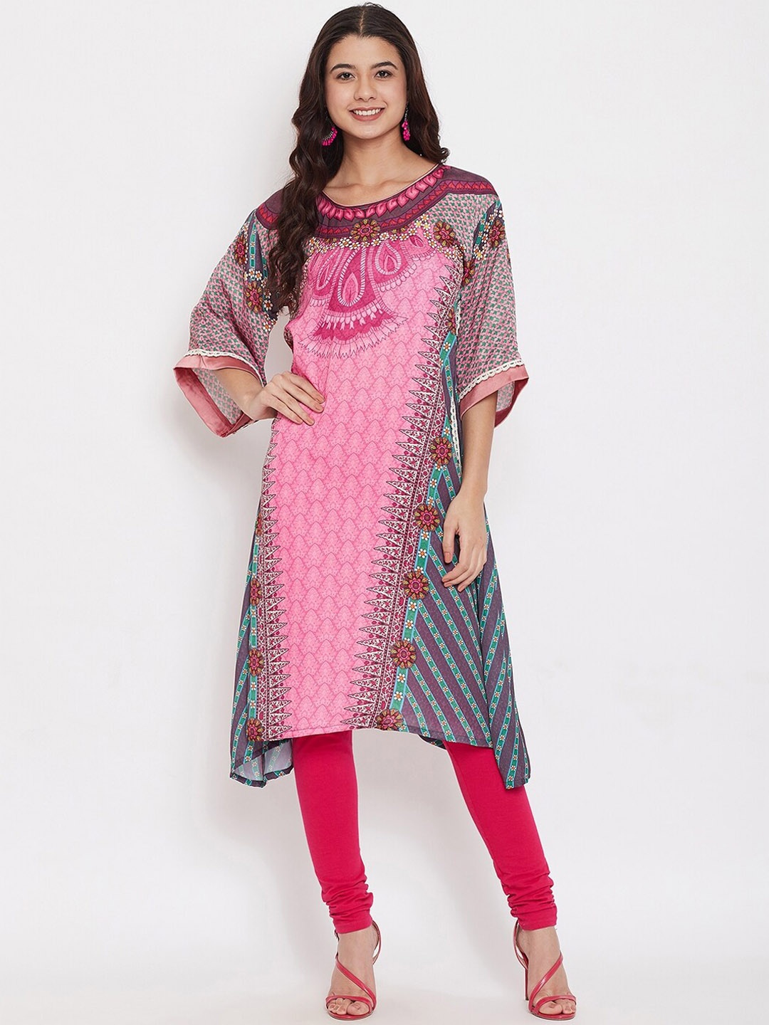 

The Kaftan Company Women Multicoloured Geometric Printed Flared Sleeves Grandeur & Majestic Artwork Kurta, Multi