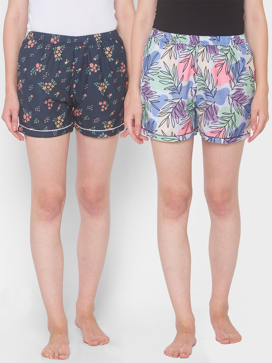 

FashionRack Women Pack Of 2 Printed Lounge Shorts, Blue