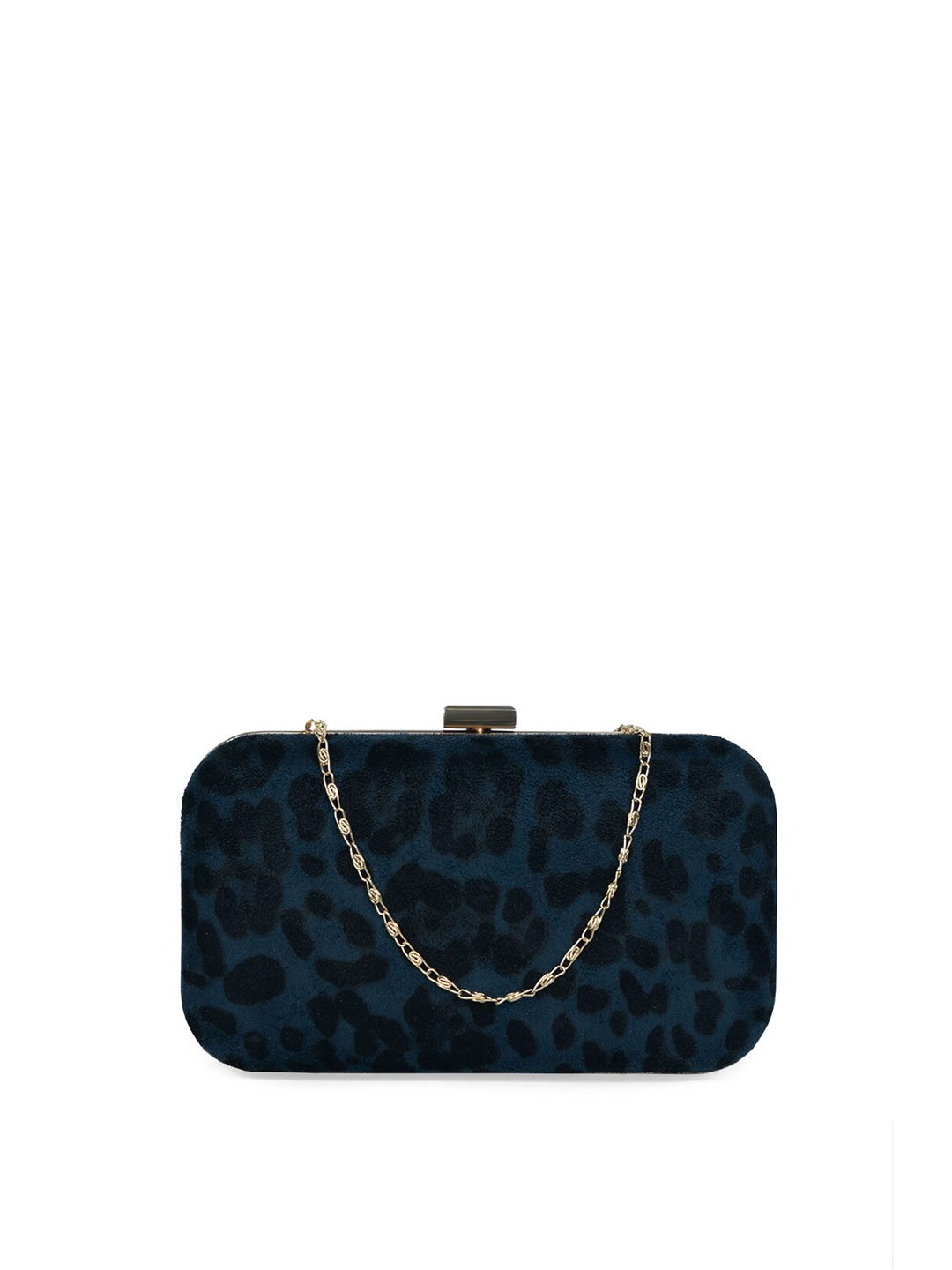 

MODERN MYTH Navy Blue & Black Printed Box Clutch