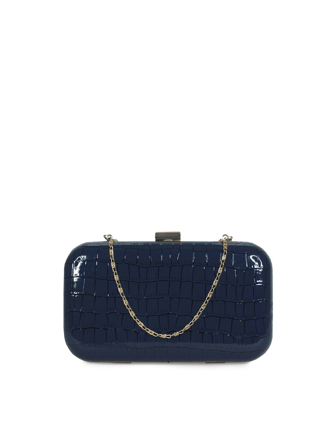 

MODERN MYTH Woman Blue Textured Box Clutch