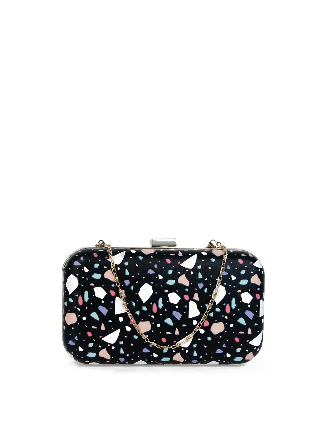 

MODERN MYTH Women Black Printed Box Clutch