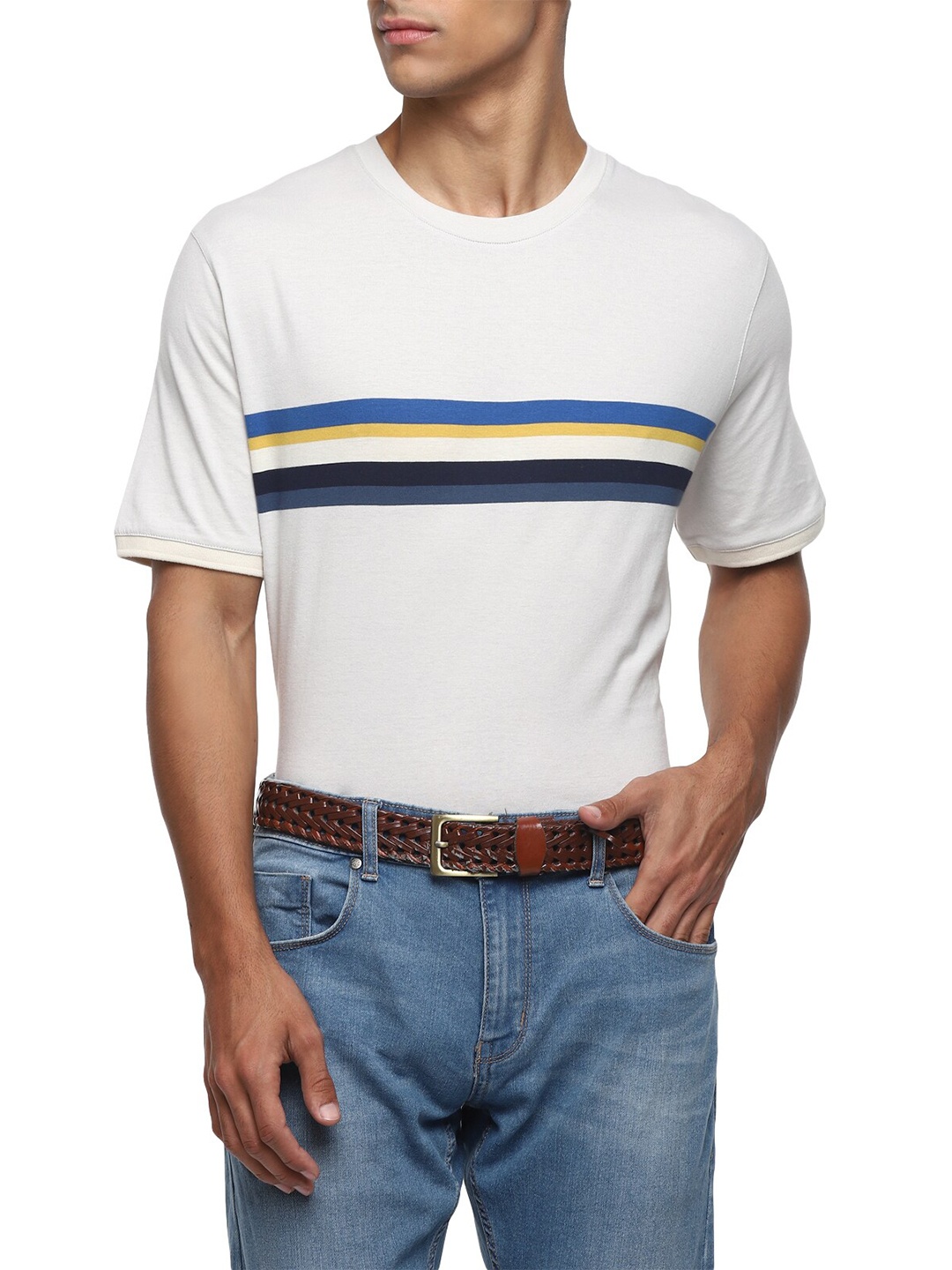 

Ted Baker Men Grey & Blue Striped T-shirt