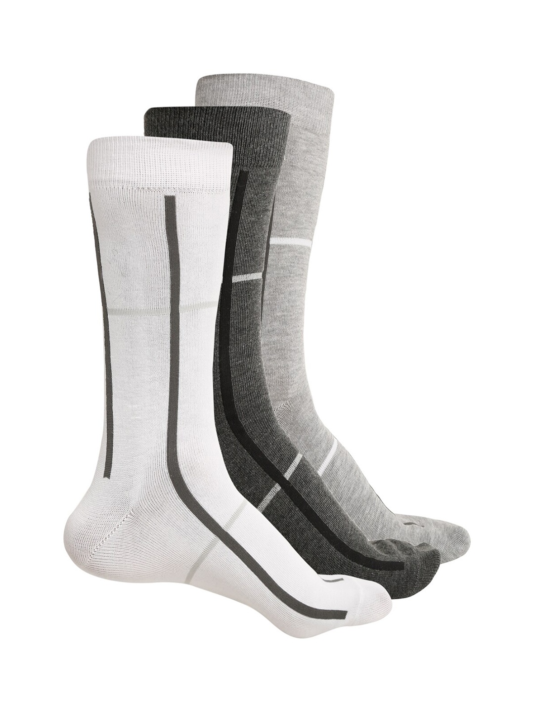 

LOUIS STITCH Men Pack Of 3 Patterned Calf-Length Socks, White