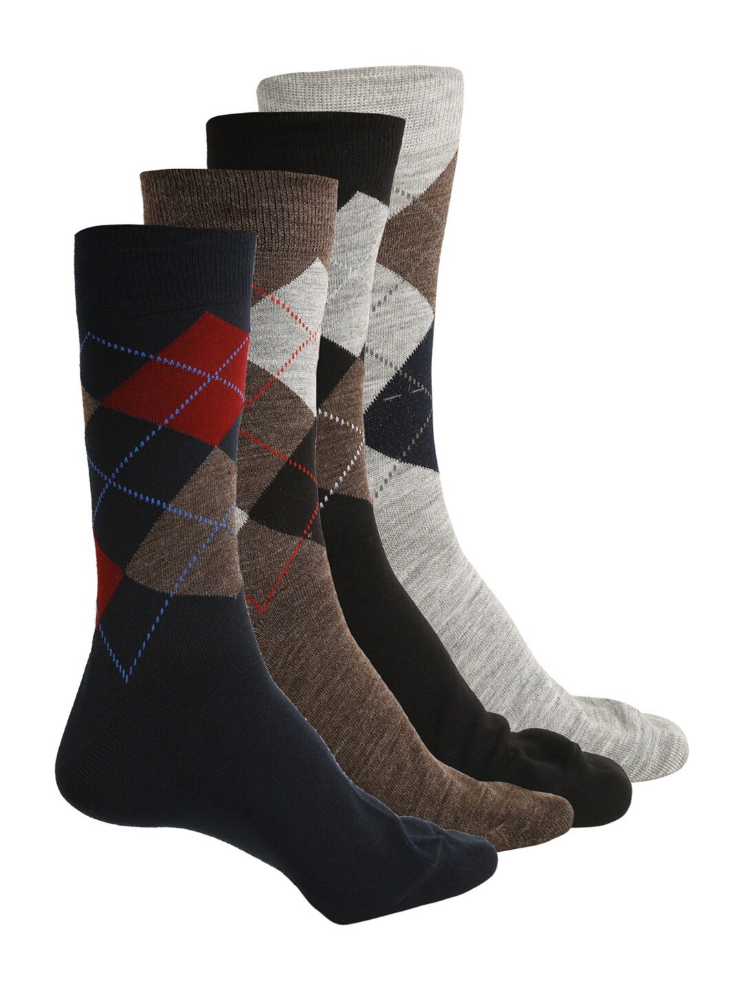 

LOUIS STITCH Men Pack of 4 Checked Cotton Ankle Length Antimicrobial Socks, Blue