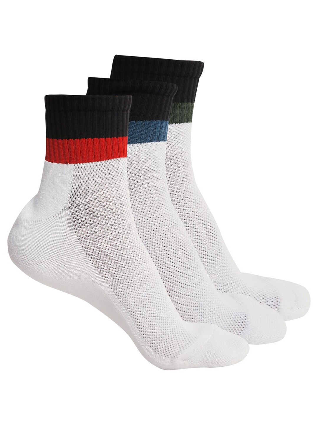 

LOUIS STITCH Men Pack Of 3 Solid Above Ankle-Length Antimicrobial Socks, White