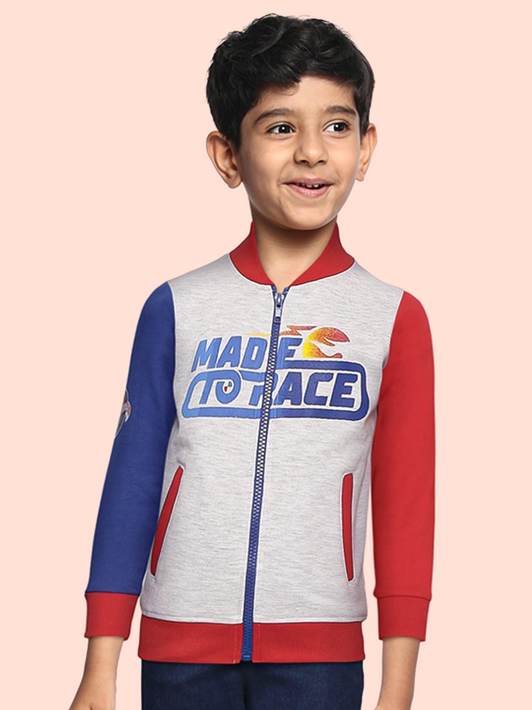 

toothless Boys Grey & Red Colourblocked Hot Wheels Open Front Jacket