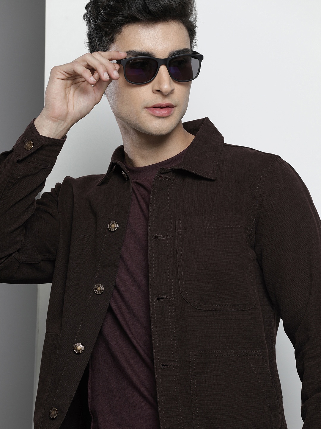 

The Indian Garage Co Men Brown Open Front Jacket