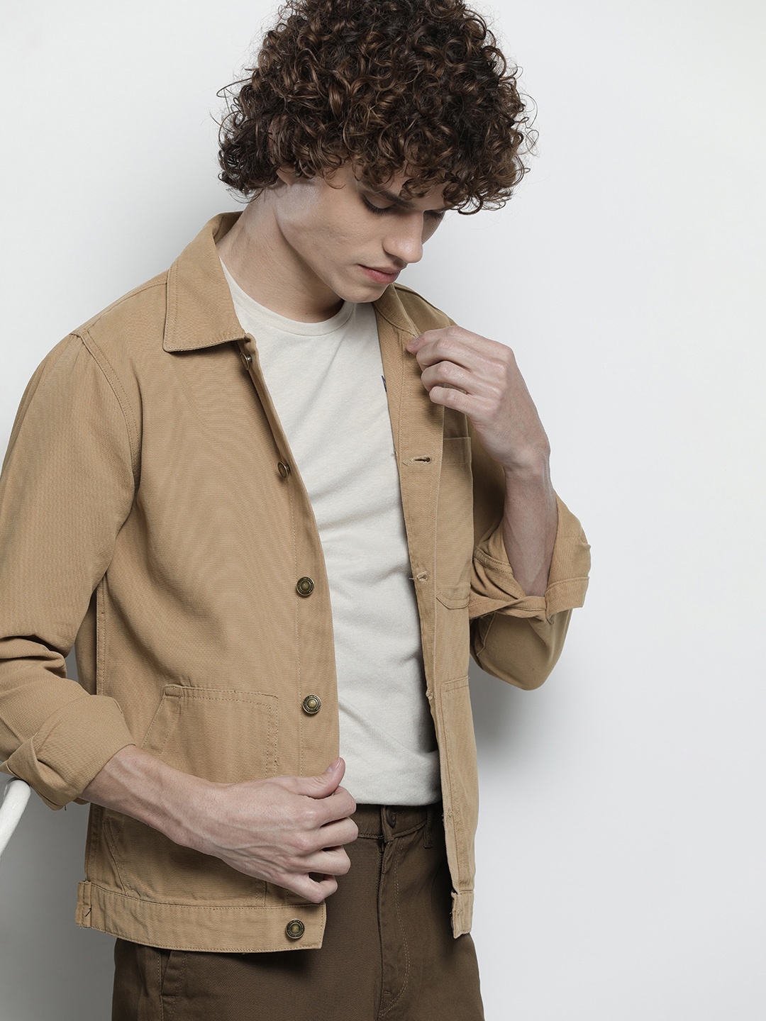 

The Indian Garage Co Men Khaki Tailored Jacket