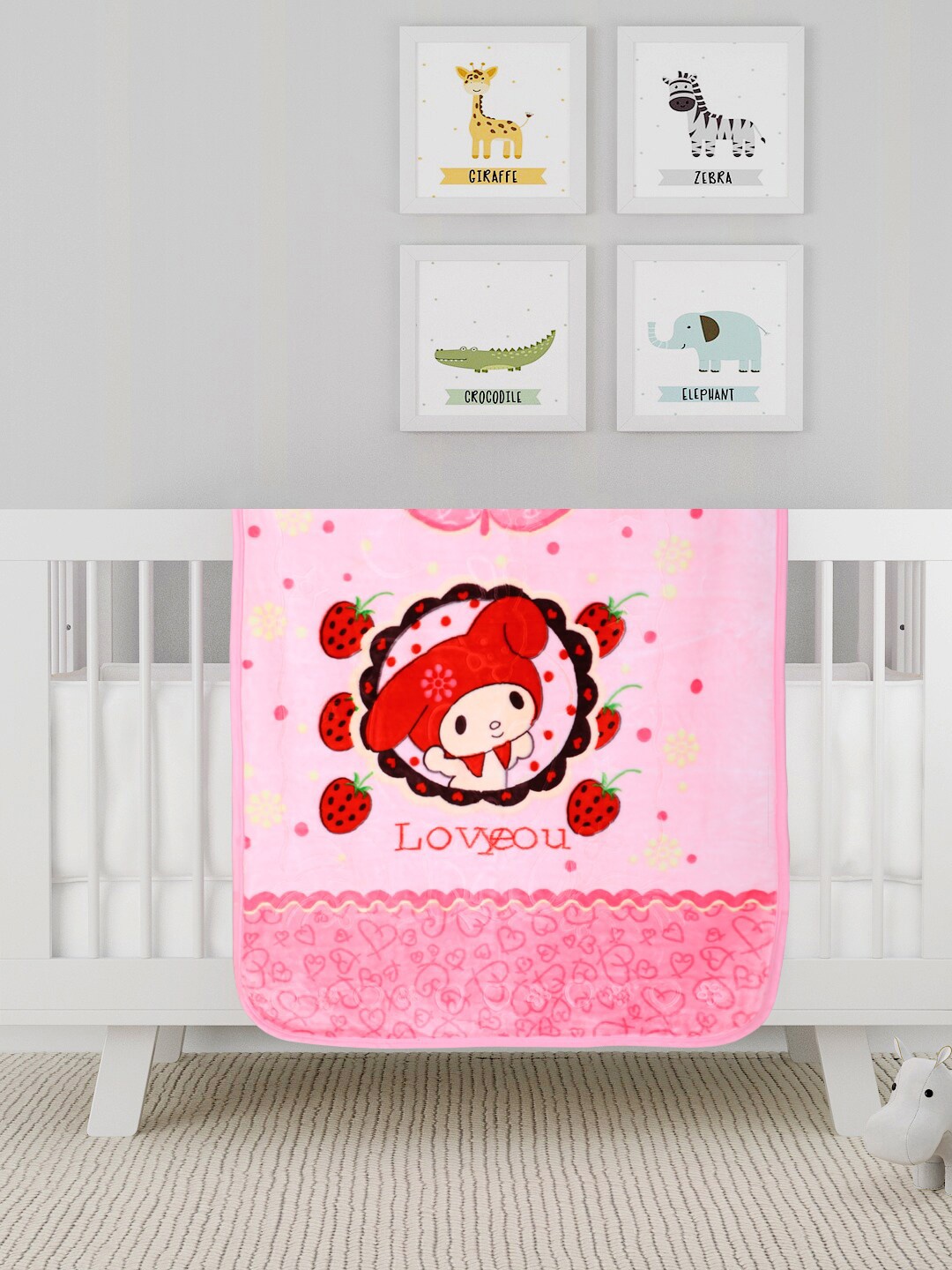 

ROMEE Pink Cartoon Characters Mink Heavy Winter 300 GSM Single Bed Blanket