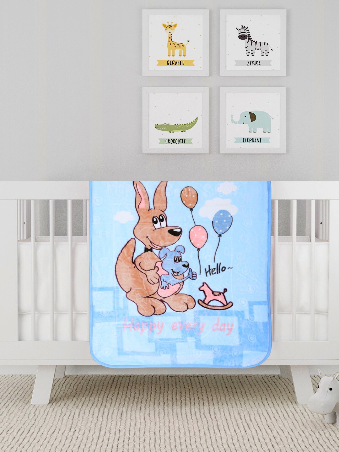 

ROMEE Blue & Pink Cartoon Characters Mink Heavy Winter 500 GSM Single Bed Blanket
