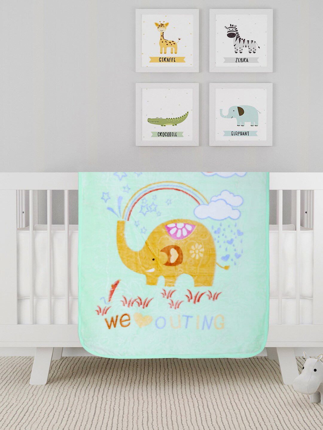 

ROMEE Blue & Mustard Cartoon Characters Mink Heavy Winter 300 GSM Single Bed Blanket