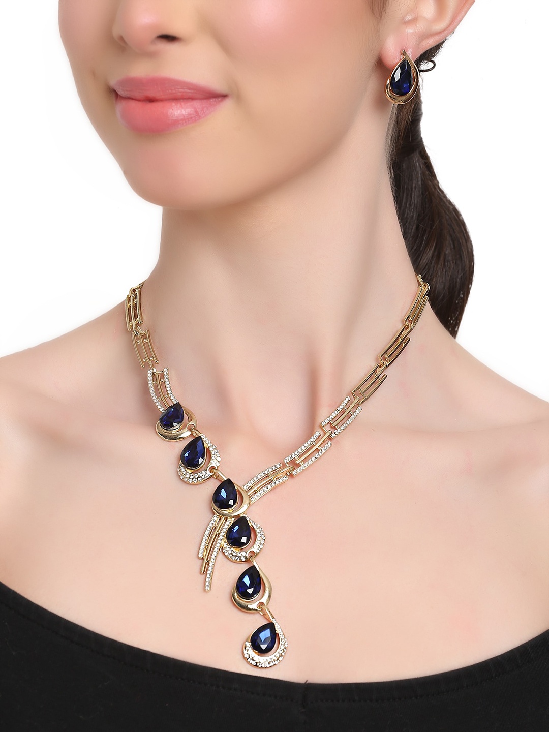 

Shining Diva Fashion Women Blue18k Gold Plated Crystal Jewelry Set, Blue