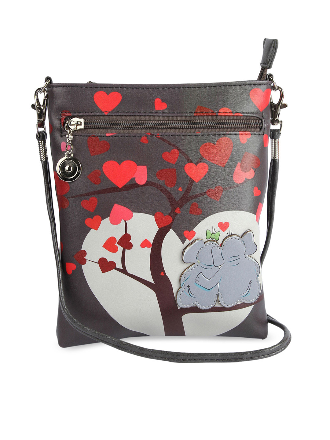 

Instabuyz Grey Floral Printed PU Structured Sling Bag