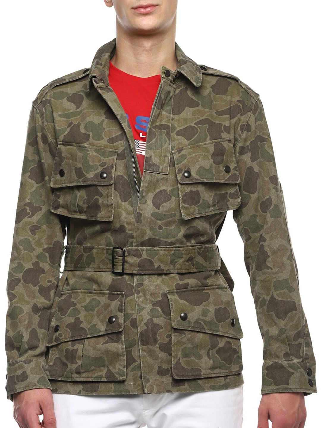 

Polo Ralph Lauren Men Olive Green Brown Camouflage Tailored Jacket