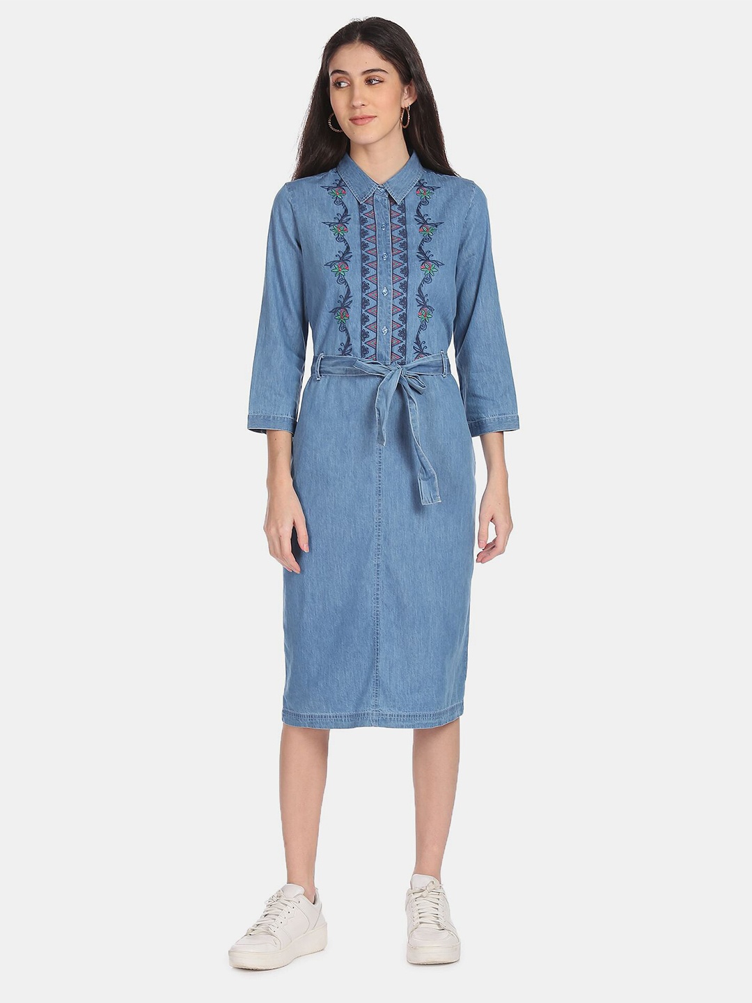 

Flying Machine Blue Shirt Dress