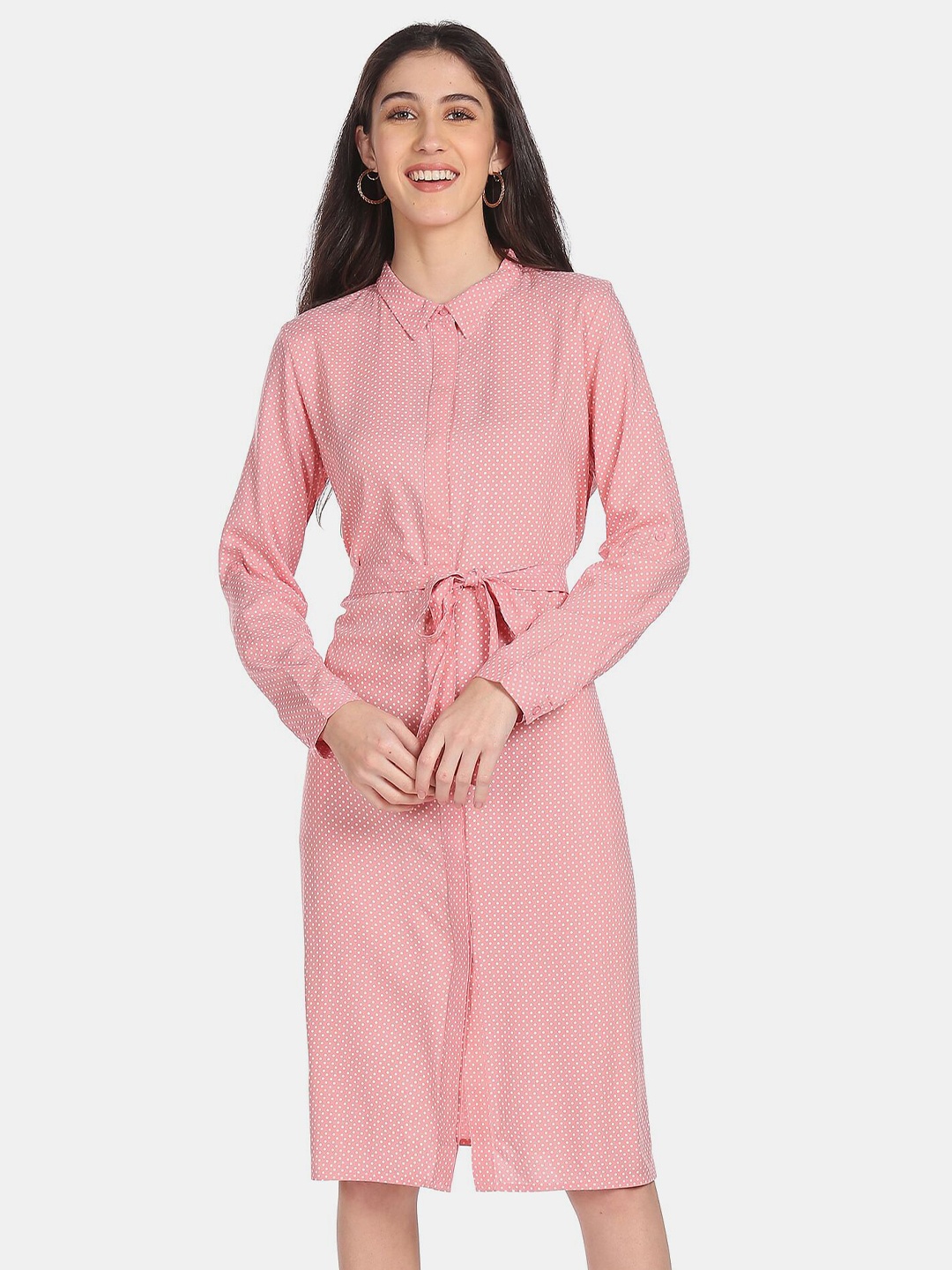 

Flying Machine Pink & White Shirt Dress