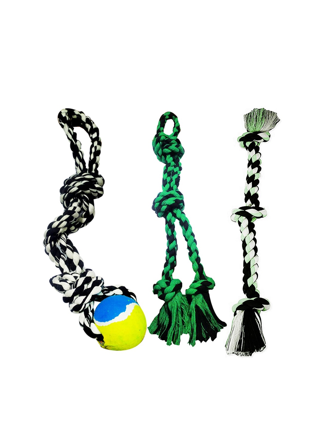 

Emily pets Set Of 3 Black & White Pet Teeth Cleaning Knotted Puppy Toys