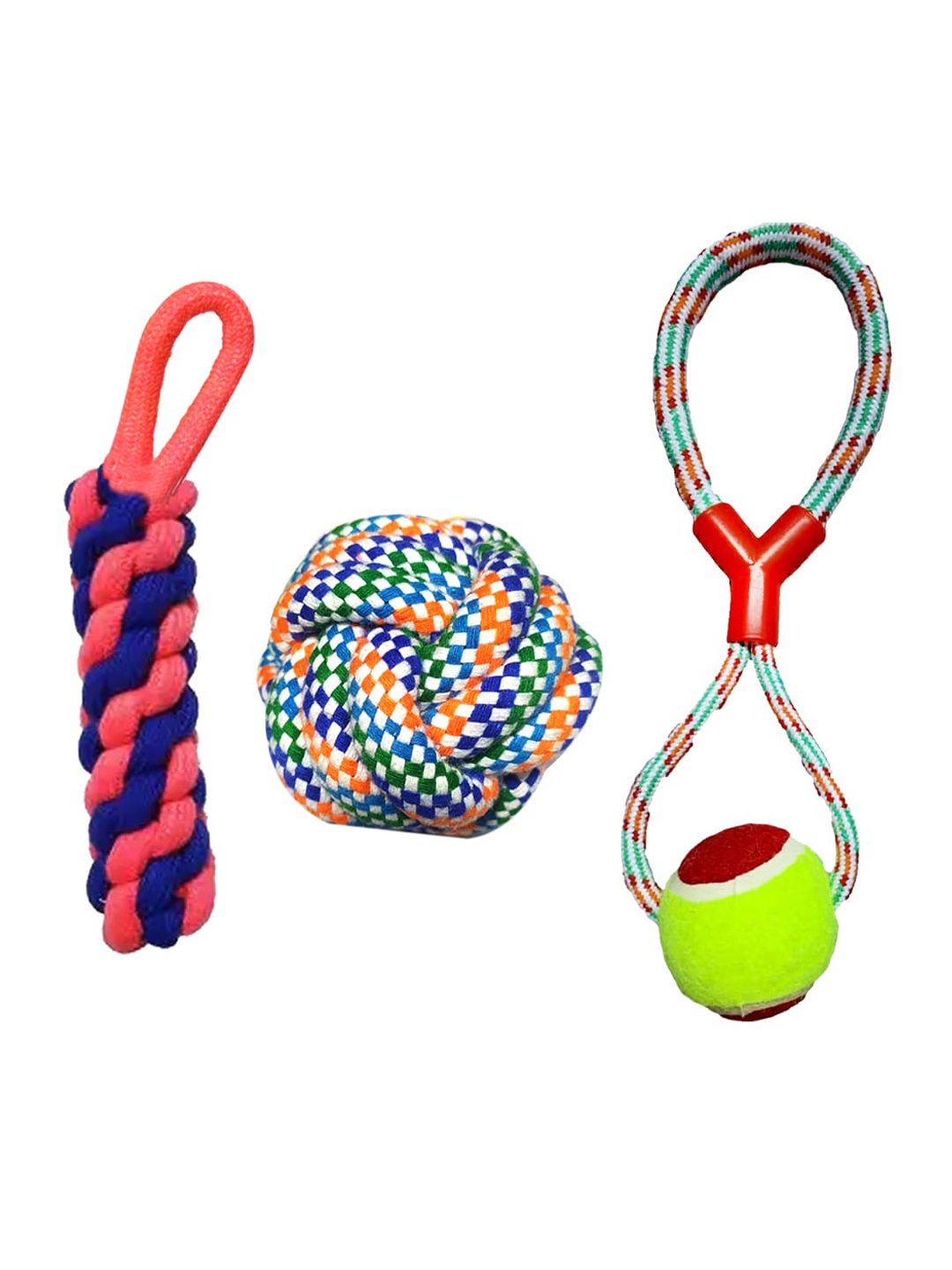 

Emily pets Set Of 3 Multi-Coloured Chewing Puppy Toys