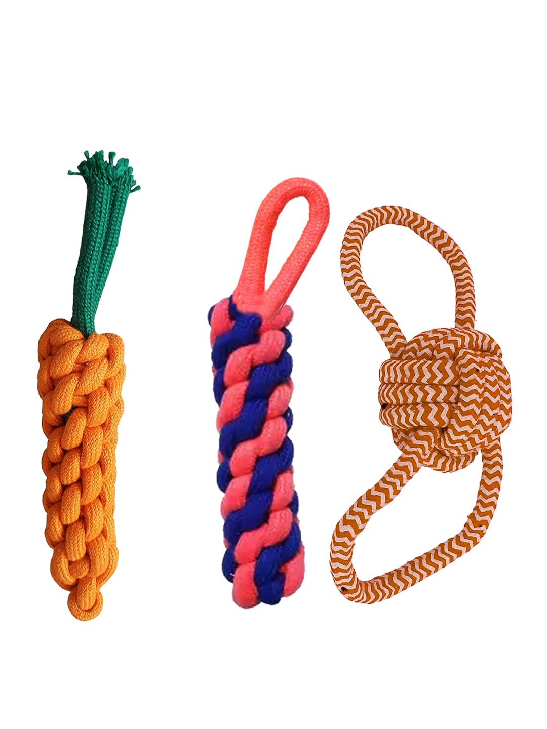 

Emily pets Pack of 3 Pet Chewing Knotted Small Puppy Toy, Multi