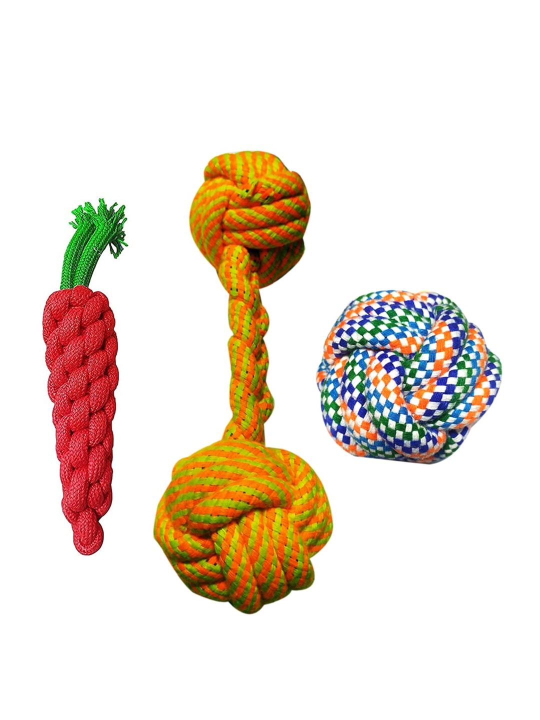 

Emily pets Set of 4 Multicoloured Durable Chewing Knotted Toys, Multi