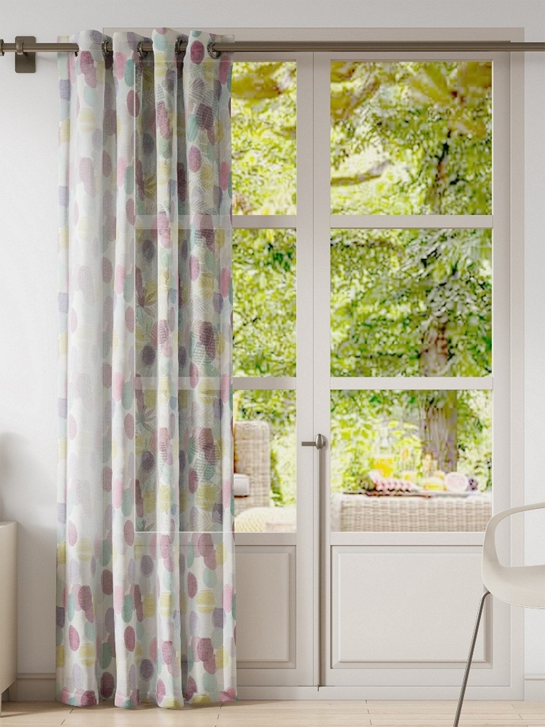 

DDecor Green & Purple Printed Sheer Long Door Curtain