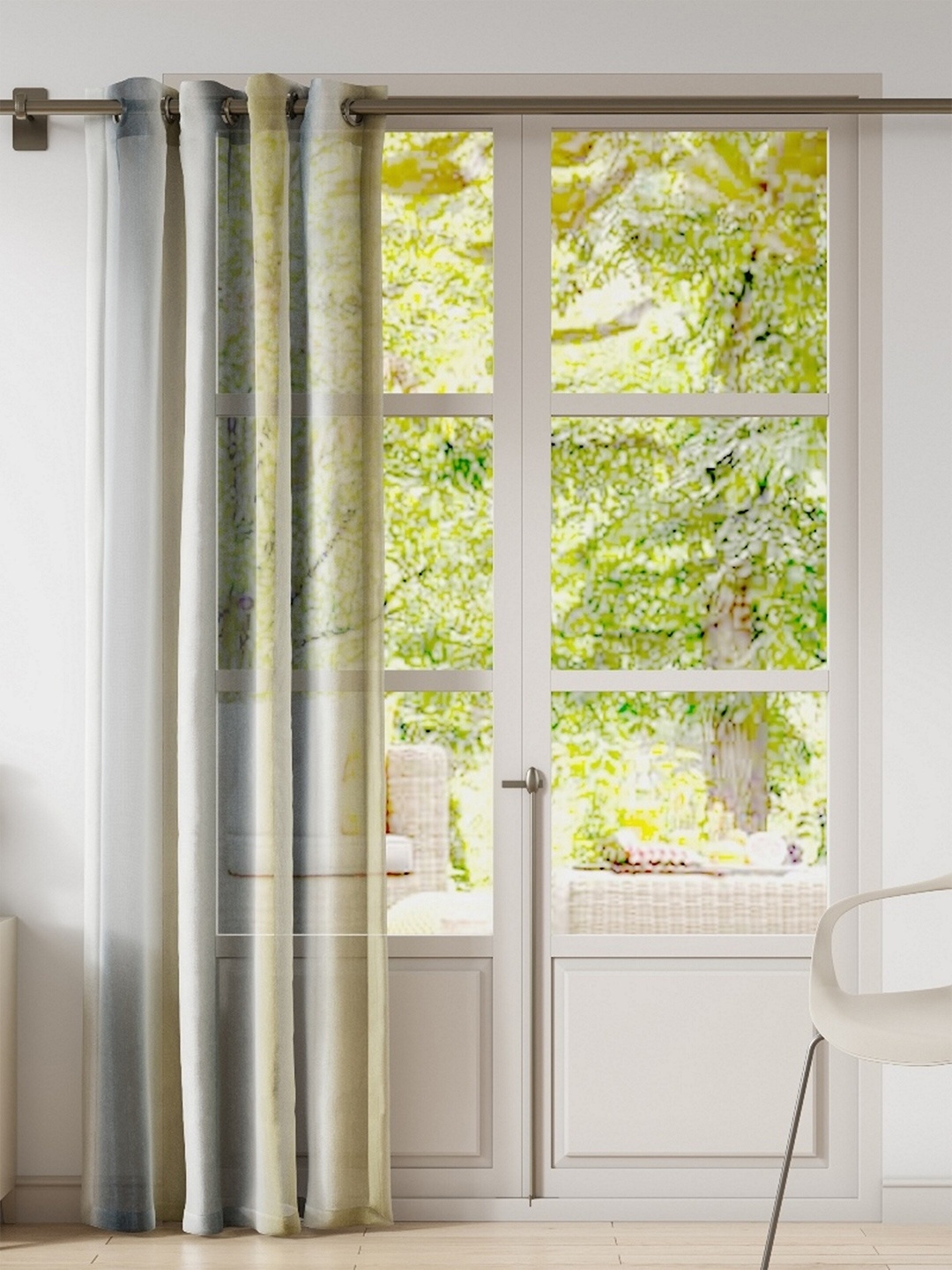 

DDecor Gold-Toned & Silver-Toned Colourblocked Sheer Long Door Curtain