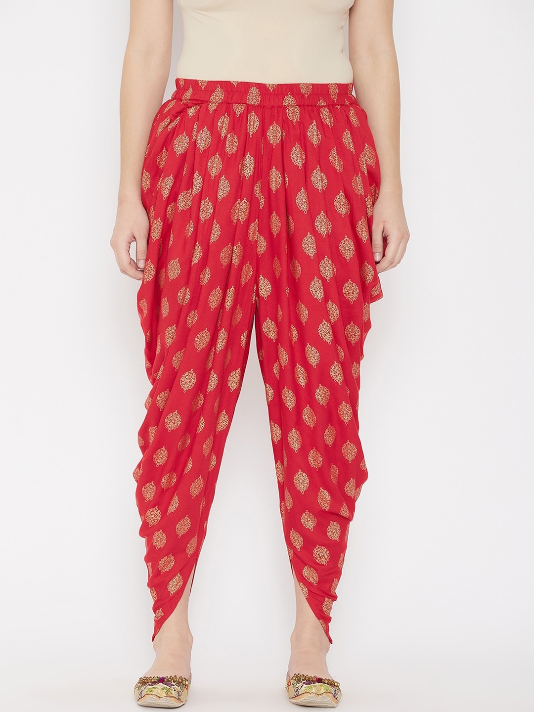 

TULIP 21 Women Red & Gold-Coloured Printed Dhoti Pants