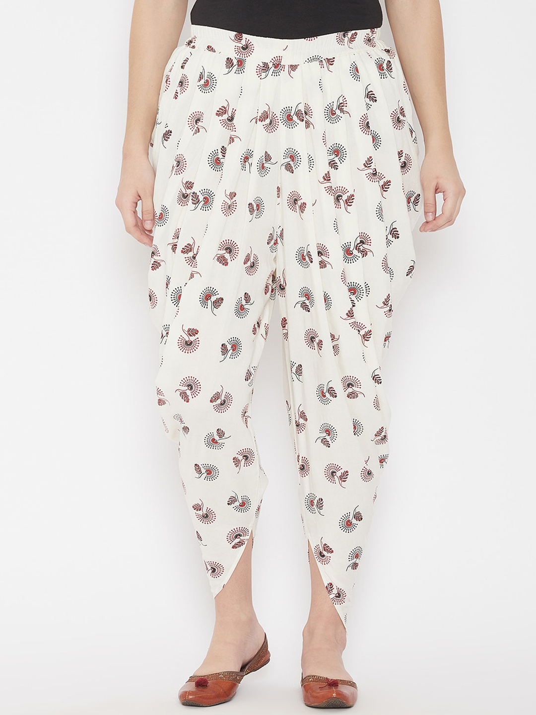 

TULIP 21 Women Off-White & Brown Printed Dhoti Pants