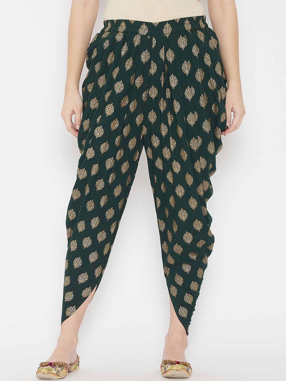 

TULIP 21 Women Green & Gold-Coloured Printed Dhoti Pants