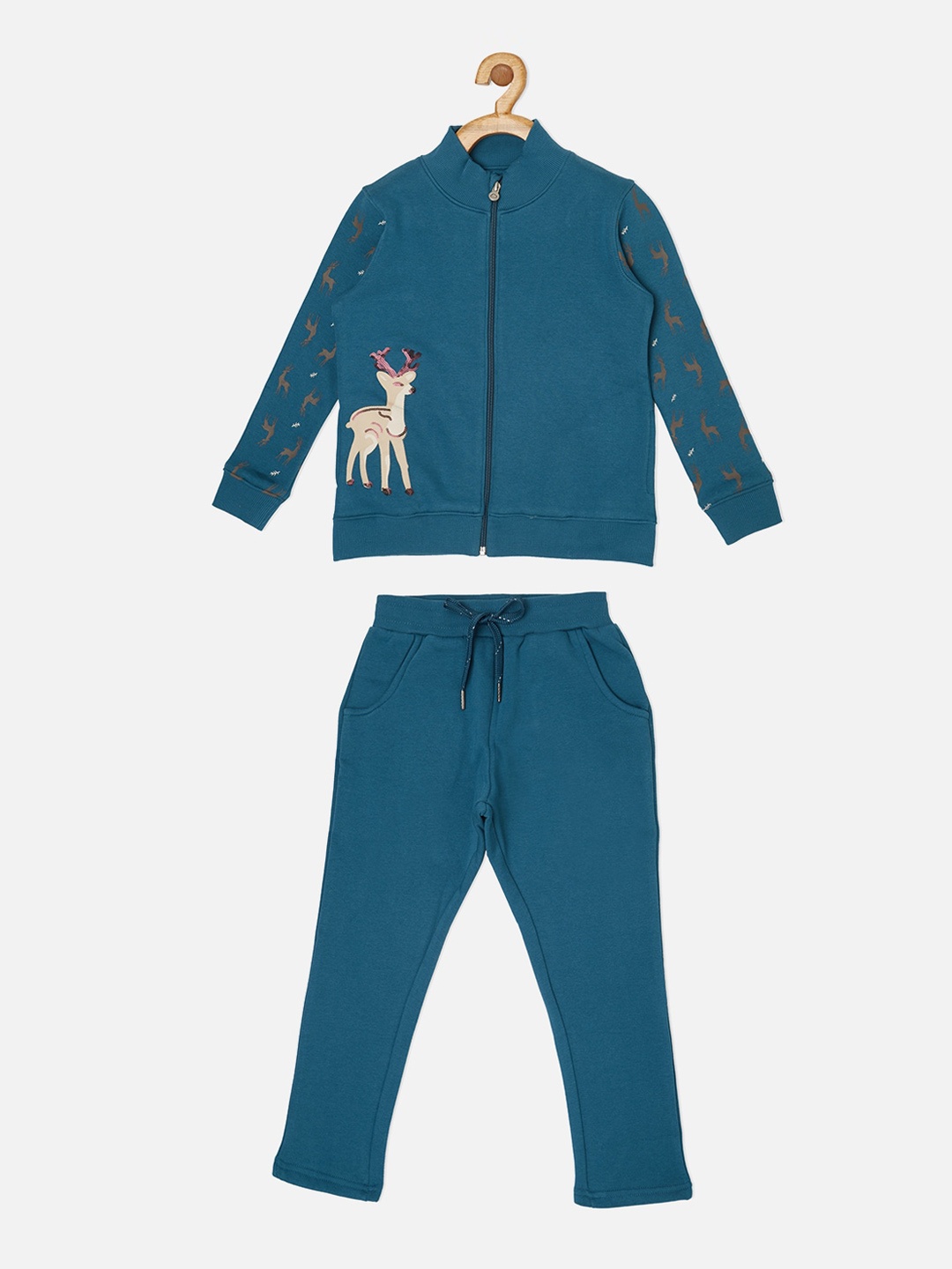 

Sweet Dreams Girls Teal Blue Printed Tracksuit
