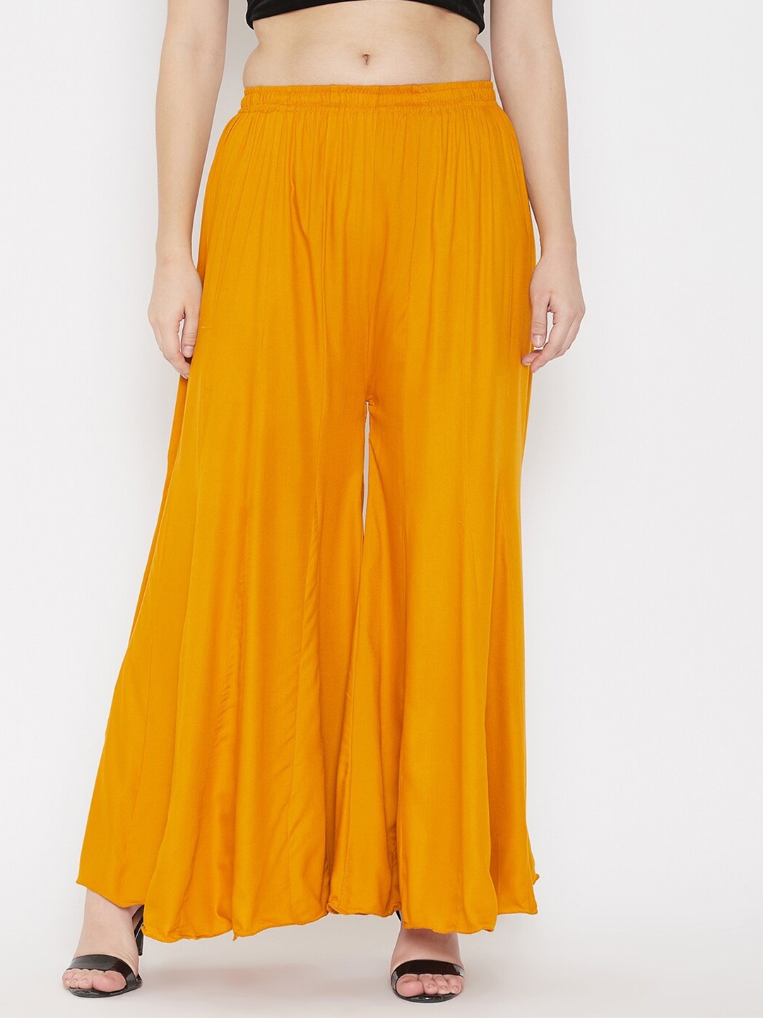 

TULIP 21 Women Mustard Yellow Flared Ethnic Palazzos
