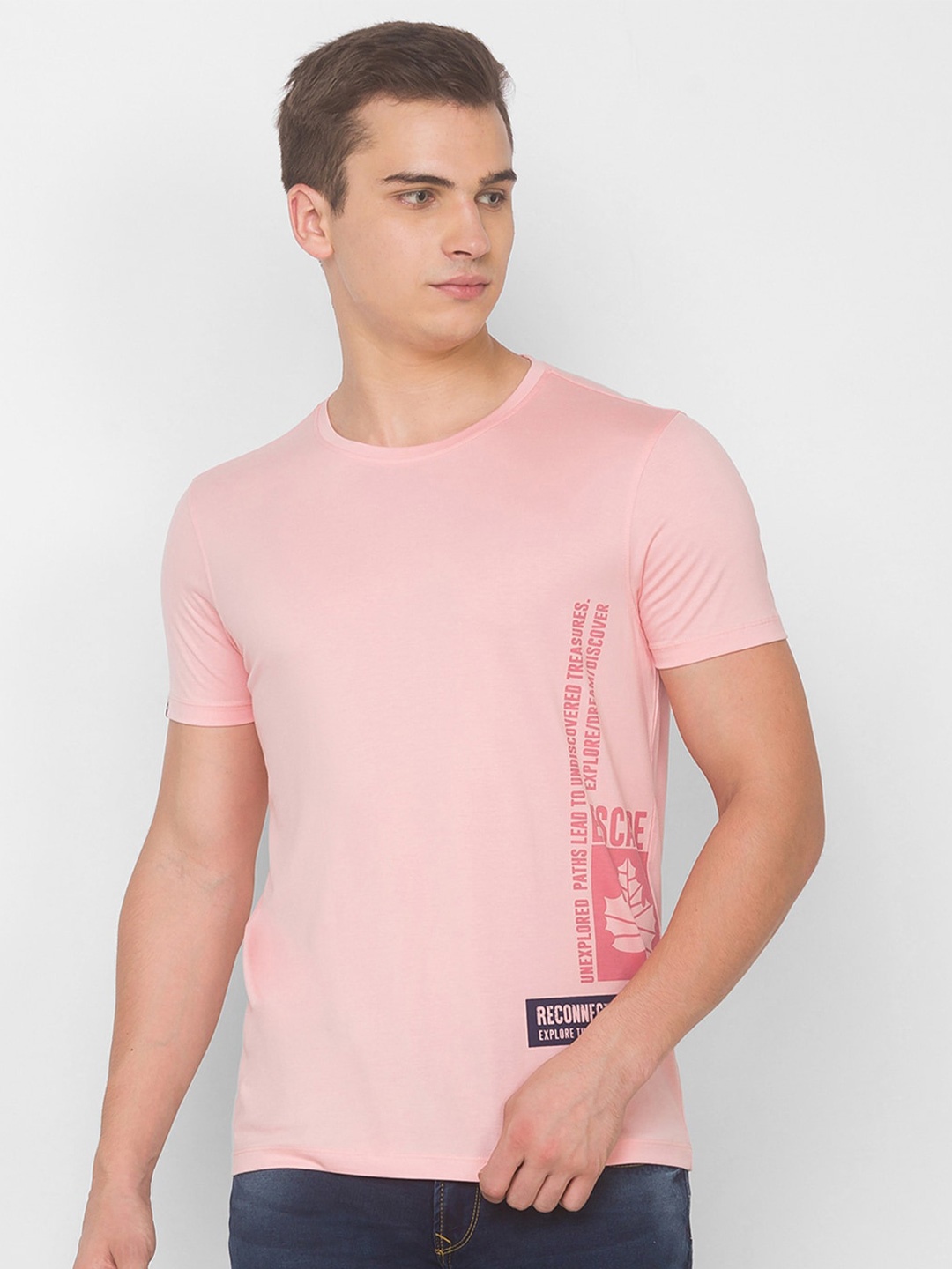 

SPYKAR Men Pink Typography Printed Slim Fit T-shirt