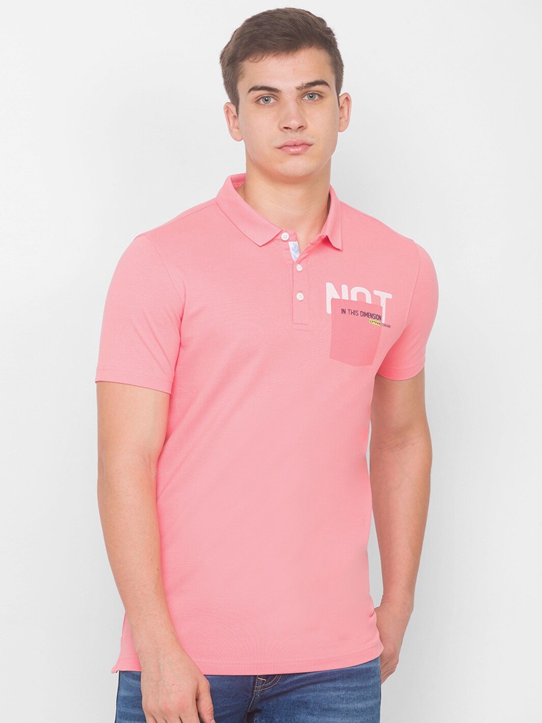 

SPYKAR Men Pink Polo Collar Slim Fit Pure Cotton T-shirt